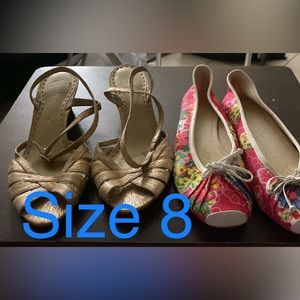 Gold wedges and summer flats